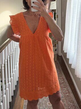 Cottage Core Eyelet Babydoll Mini Dress with Flutter Sleeves, Boho